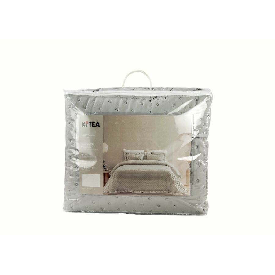 Couvre Lit MONICA 240x260cm + 2 Taies D'Oreillers - Gris Parure de lits