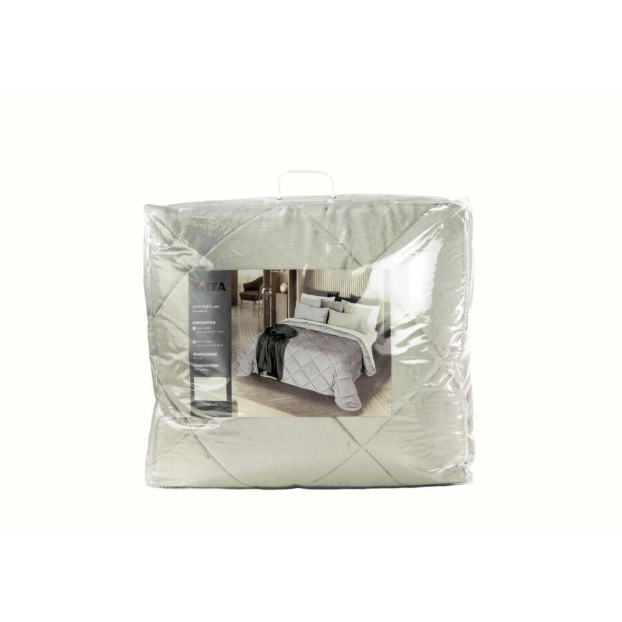 Couvre Lit GOUVEIO + 2 Taies D'Oreillers - Gris Parure de lits