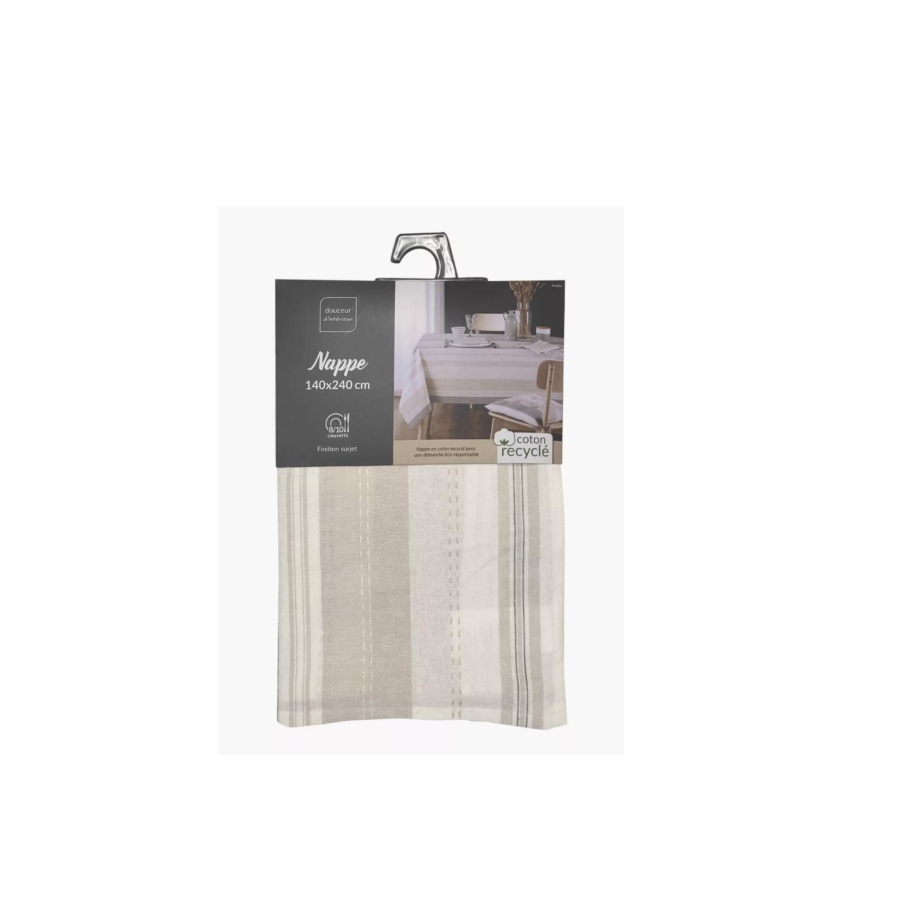Nappe Rectangle 140x240cm - Beige / Blanc / Gris Nappe et serviettes