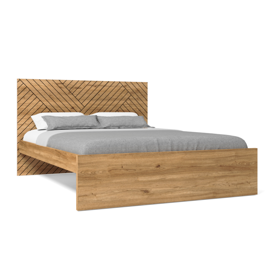 Lit ZEBRA 140x190cm Sans Sommier - Chêne Lits adulte