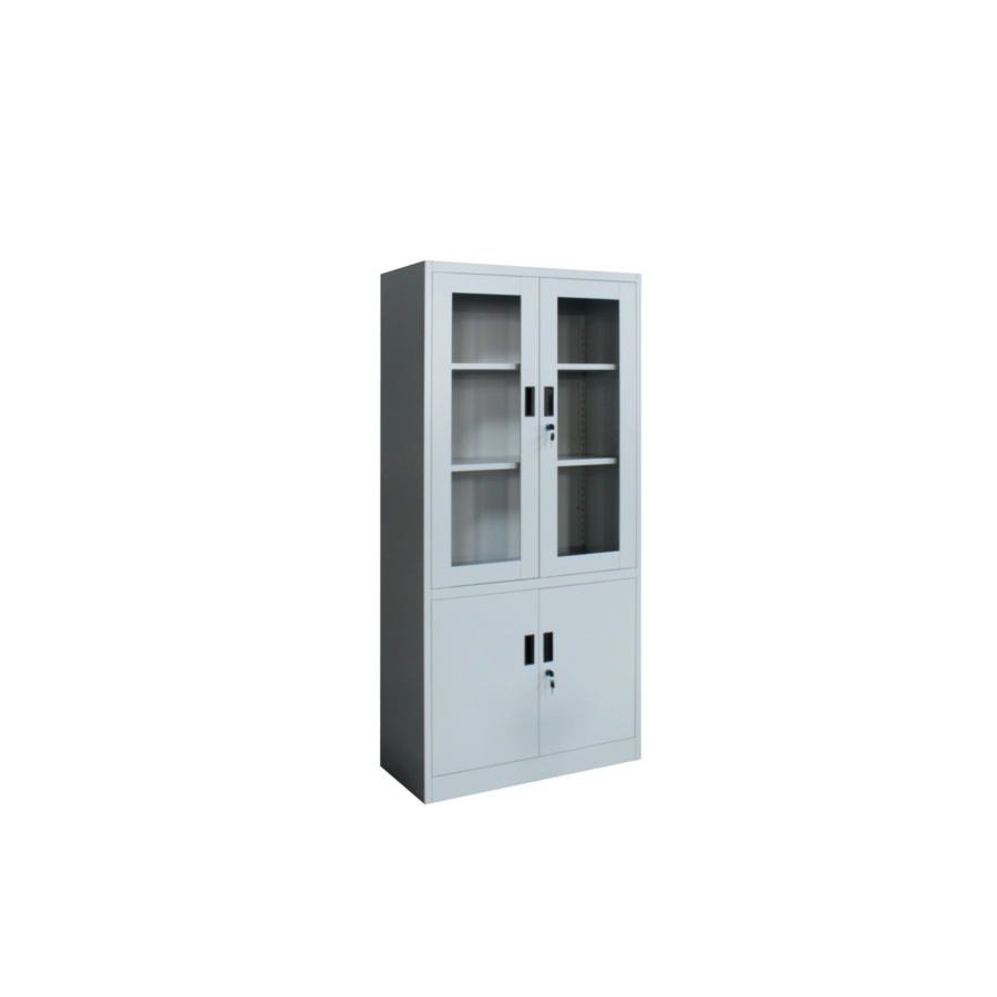 Petite armoire à 2 portes gris et blanc 80 cm ZEHNA