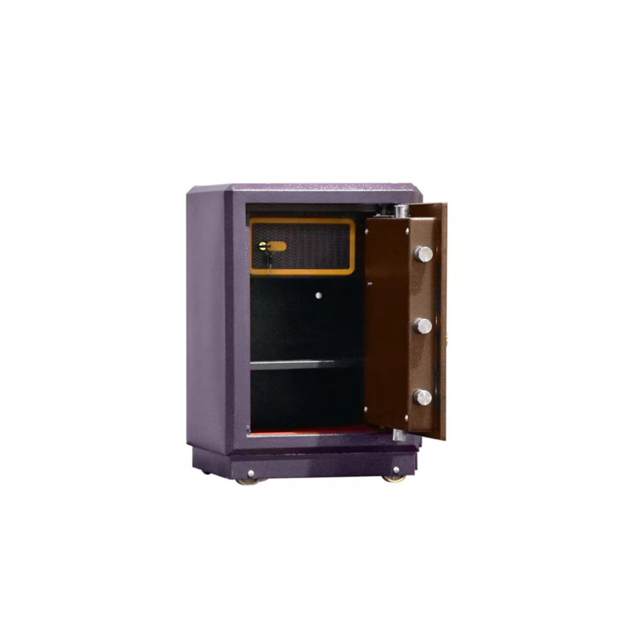 Coffre Fort SECURE À Verrouillage + Clé 56cm - Marron / Gris Caisson