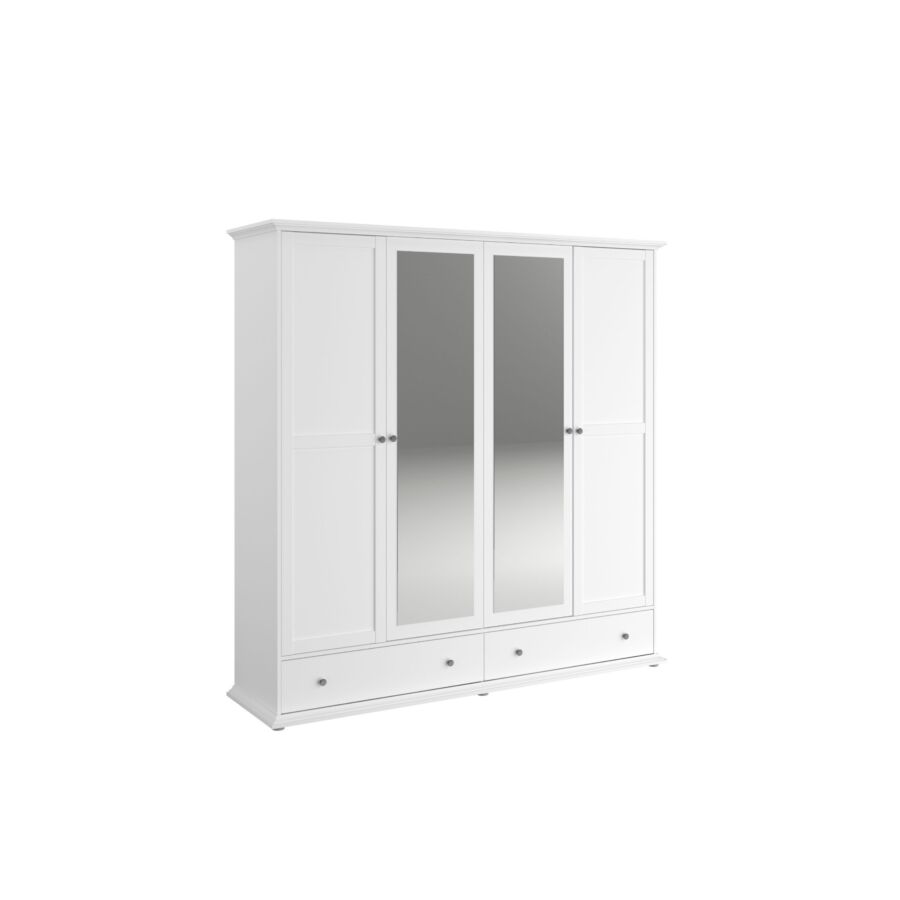 Armoire MARGAUX 4 Portes + 2 Tiroirs - Blanc Armoires