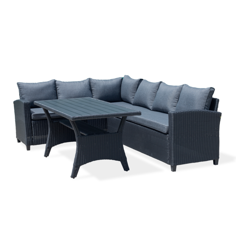 Coin Jardin STOCKHOLM + Table Haute Noir Kitea Maroc