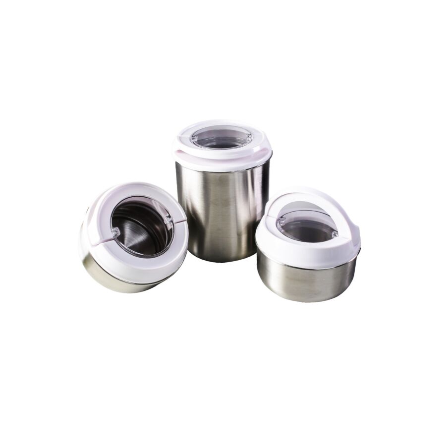 Set De 3 Boîtes De Conservation En Acier - Gris Rangement cuisine