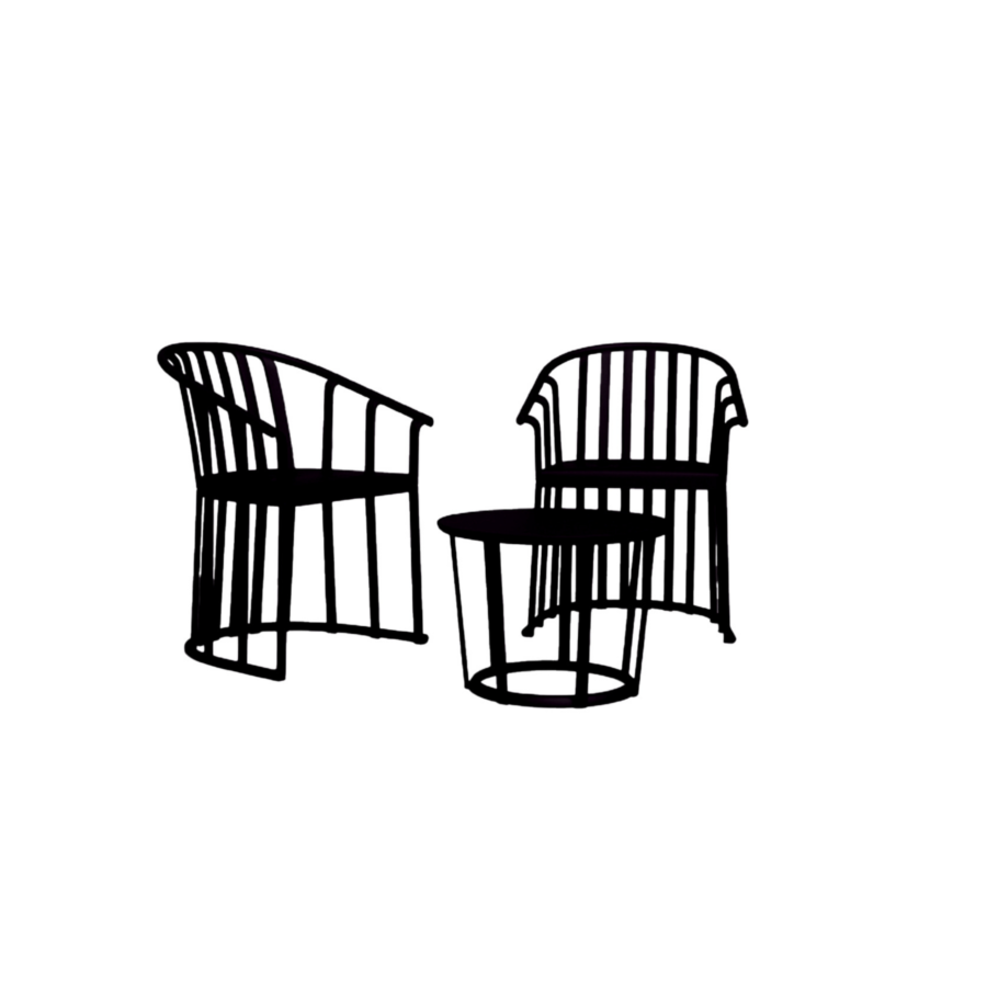 Set De Balcon RAFF Avec Fauteuils Et Table - Noir Table de jardin
