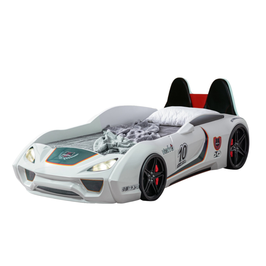 Lit Voiture VENTO 90x190cm Avec Sommier + LED + Siège Lits enfant