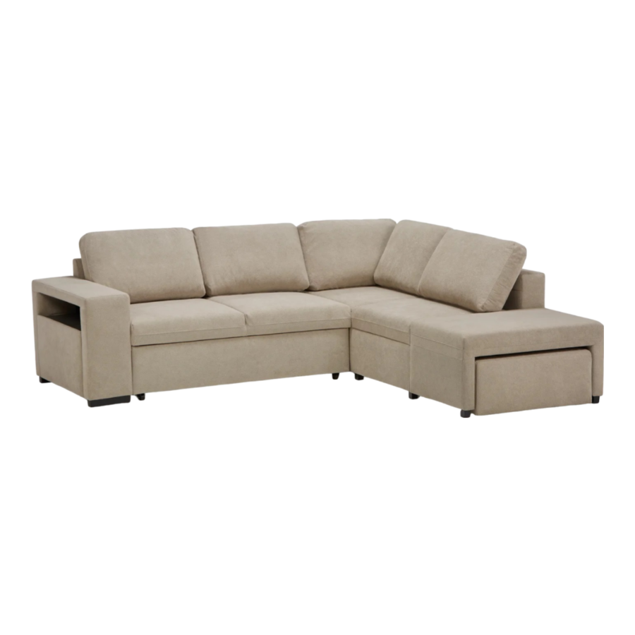 Canapé D'angle NEW NALIA Avec Fontion Lit + Coffre + Pouf Promos printemps
