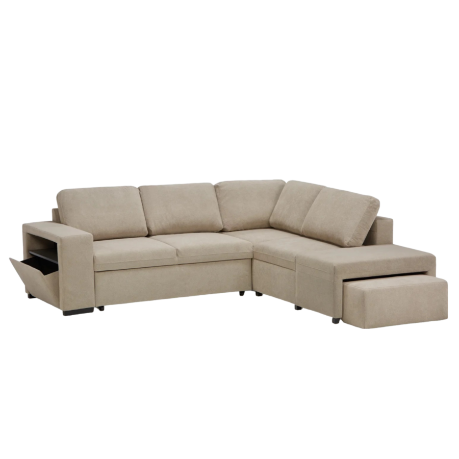 Canapé D'angle NEW NALIA Avec Fontion Lit + Coffre + Pouf Promos printemps