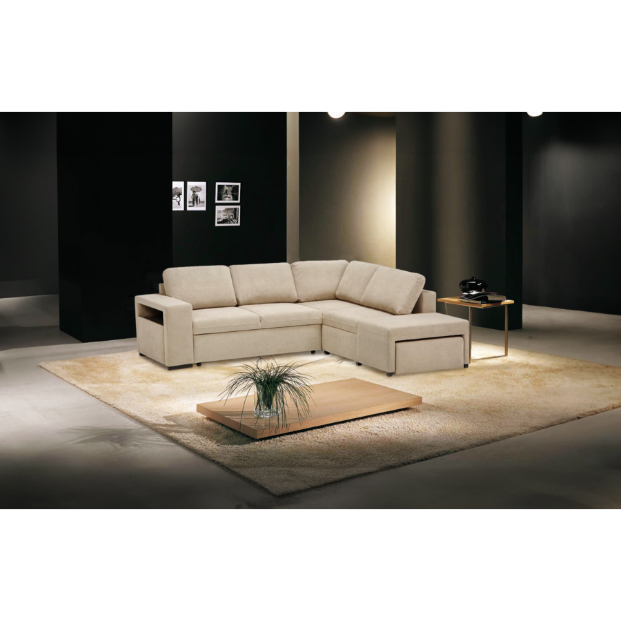 Canapé D'angle NEW NALIA Avec Fontion Lit + Coffre + Pouf Promos printemps