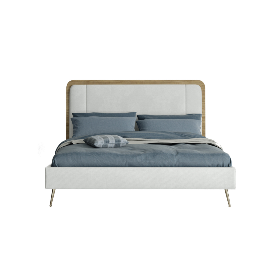 LIT LIDYA 180x200 AVEC PLANCHE SOMMIER - Blanc / Beige Lits adulte