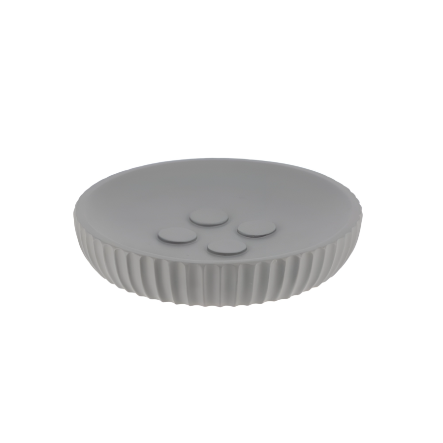 Porte Savon En Résine Striée - Gris Gobelets et distributeurs de savon