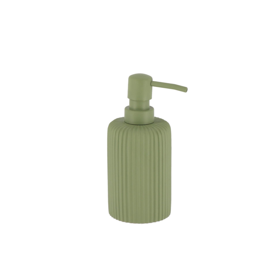 DISTRIBUTEUR à SAVON en resiné Striée 230ml - Kaki Gobelets et distributeurs de savon