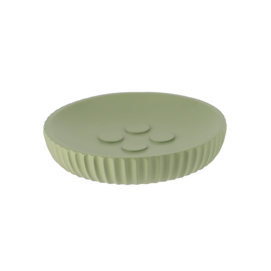 Porte Savon En Résine Striée - Kaki Gobelets et distributeurs de savon