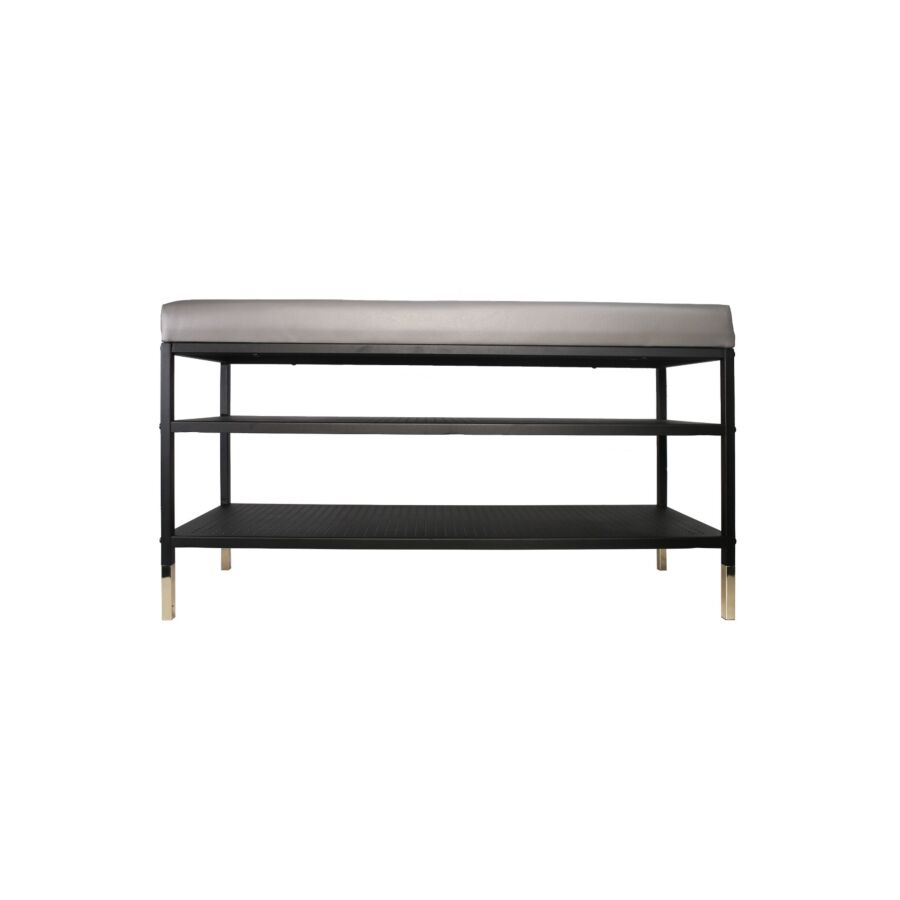 Banc à chaussures avec étagère LOSACCO - Gris / Noir Accessoires-rangements
