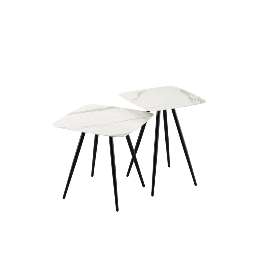 Set De 2 tables PIETRA - Blanc / Noir Promos printemps