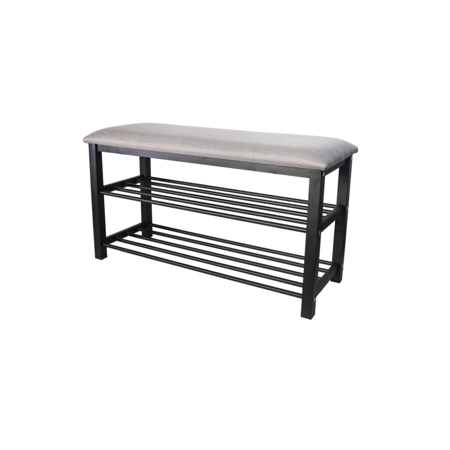 Banc À Chaussures À 2 Niveaux ANDINO - Gris / Noir Accessoires-rangements
