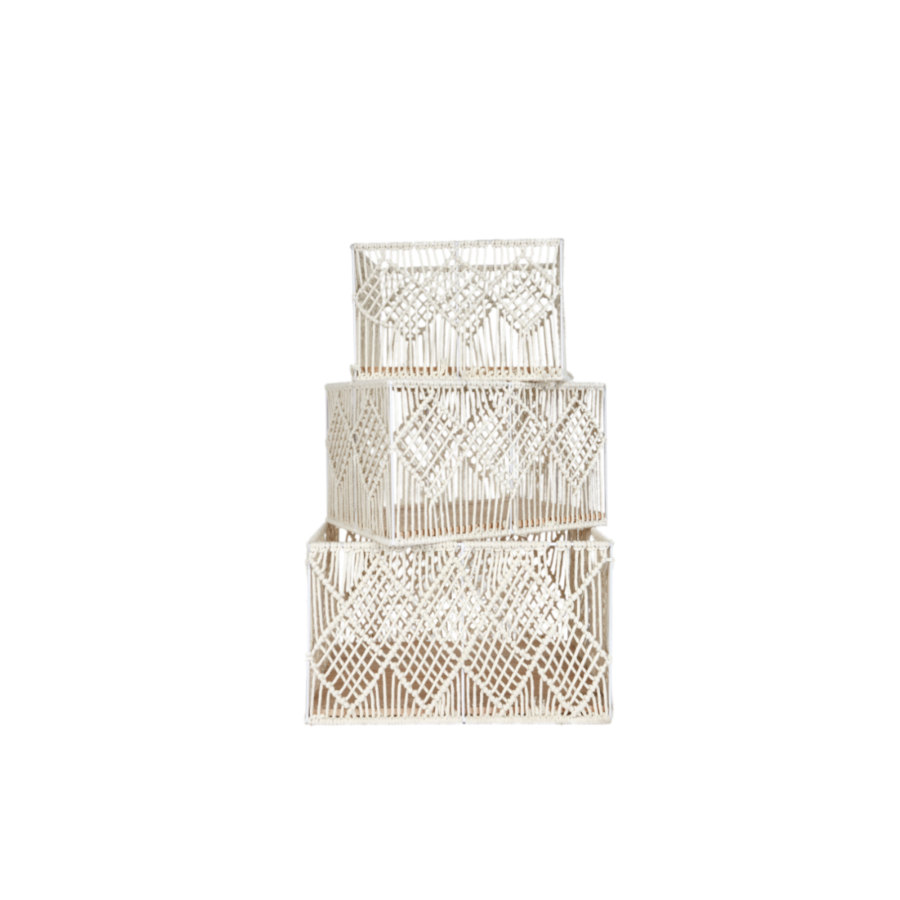 Lot De 3 PANIERS RECTANGULAIRE GIGOGNE - Beige Paniers et corbeilles