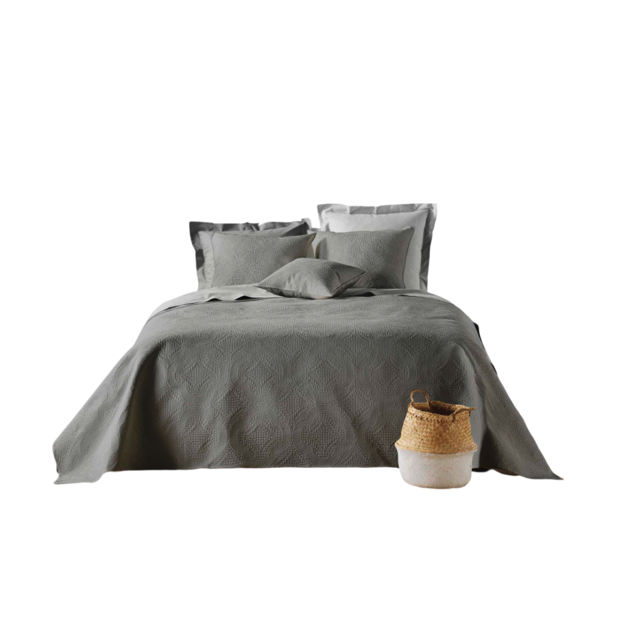 COUVRE LIT 220 x 240cm ROMANE - Gris Promos printemps