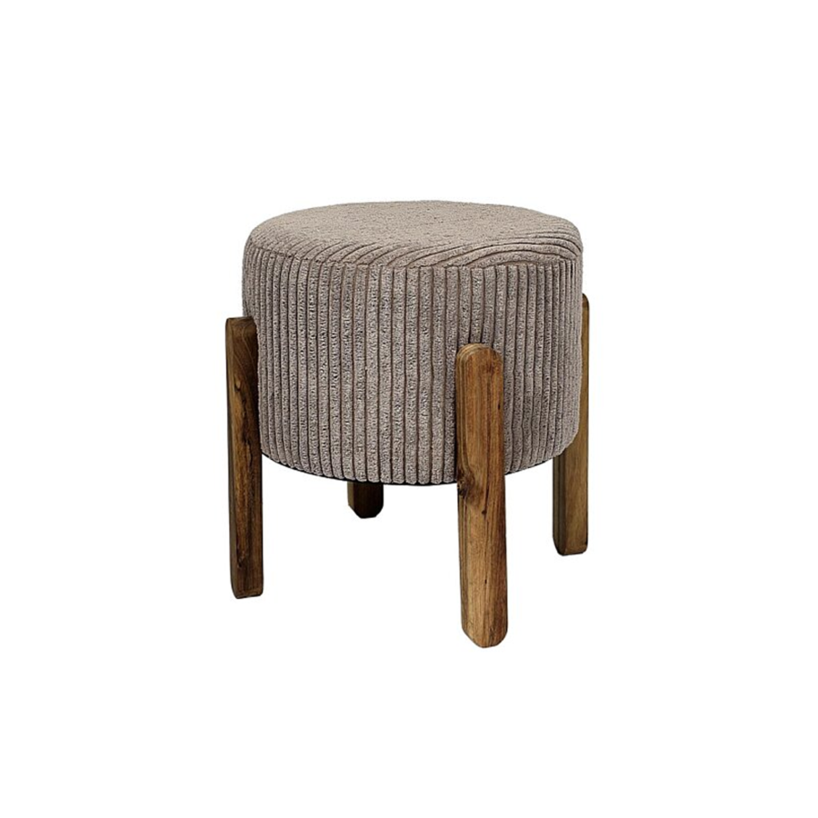 Tabouret Côtelé SCOTT - Taupe Meubles déco