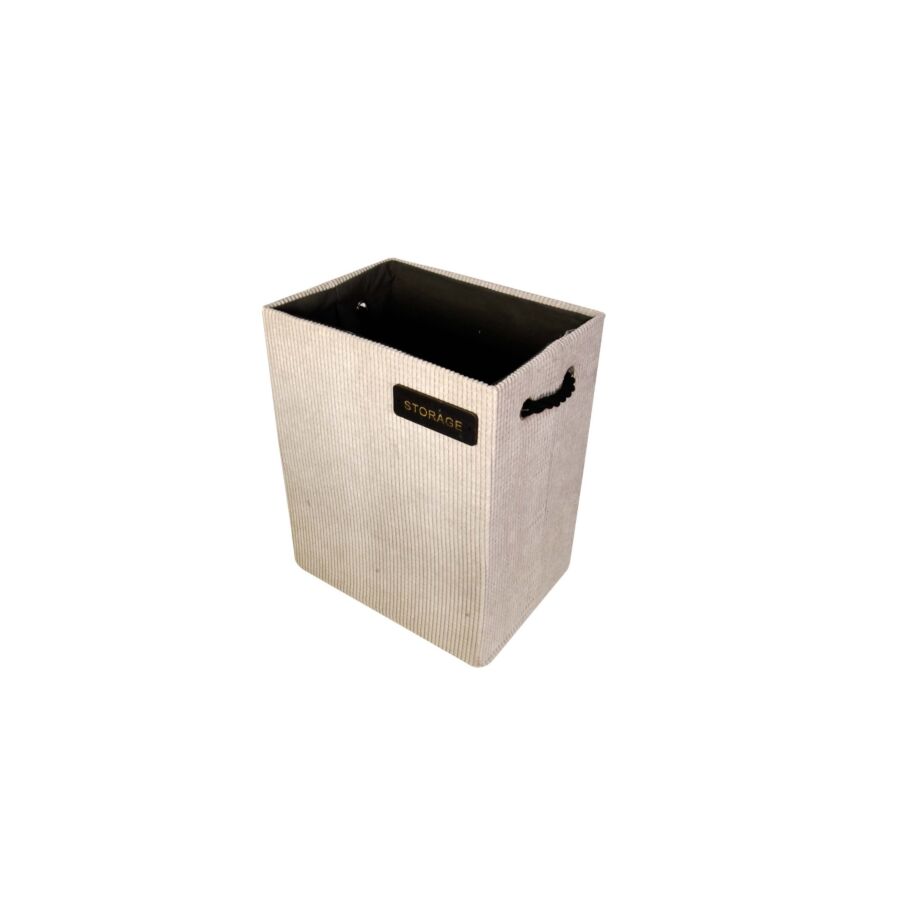 Panier Côtelé Avec Couvercle 33.5x24.5x42.5cm - Crème Accessoires-rangements