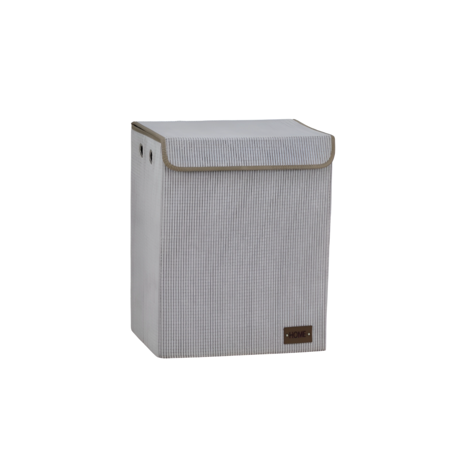 Panier Côtelé Avec Couvercle 40x30x50cm - Gris Accessoires-rangements