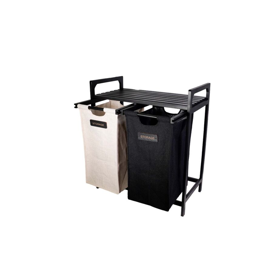 Paniers À Linge 64x33x73cm - Noir / Blanc Accessoires-rangements