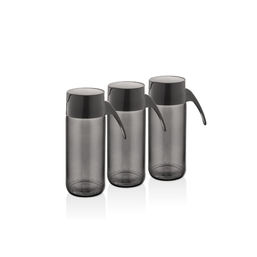 SET DE 3 PICHETS HUILE ET VINAIGRE - Noir Transparent Rangement cuisine