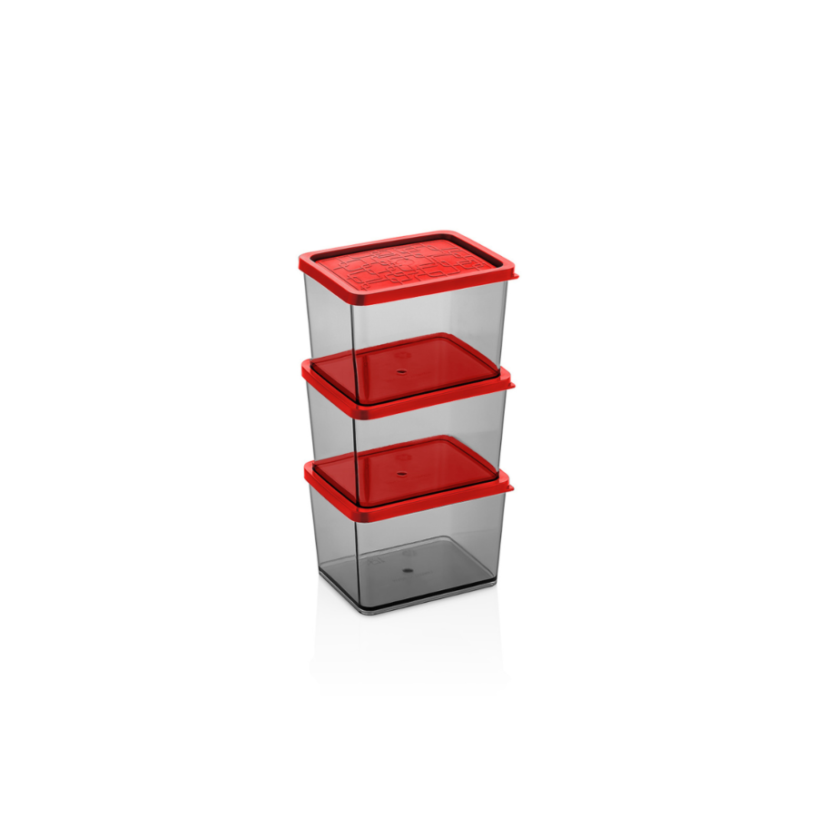 Set De 3 Boîtes De Conservation Bon Bon Mini - Rouge Rangement cuisine