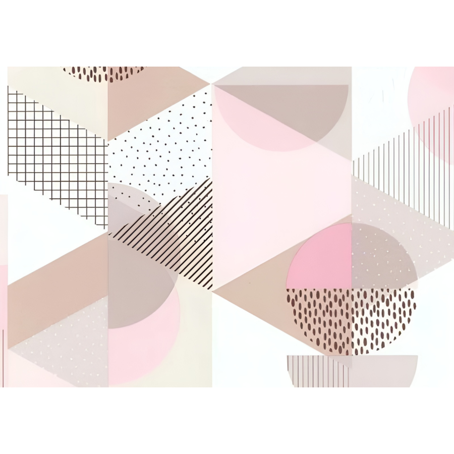 Papier Peint Gomette 10,5m - Rose / Beige Papier peint