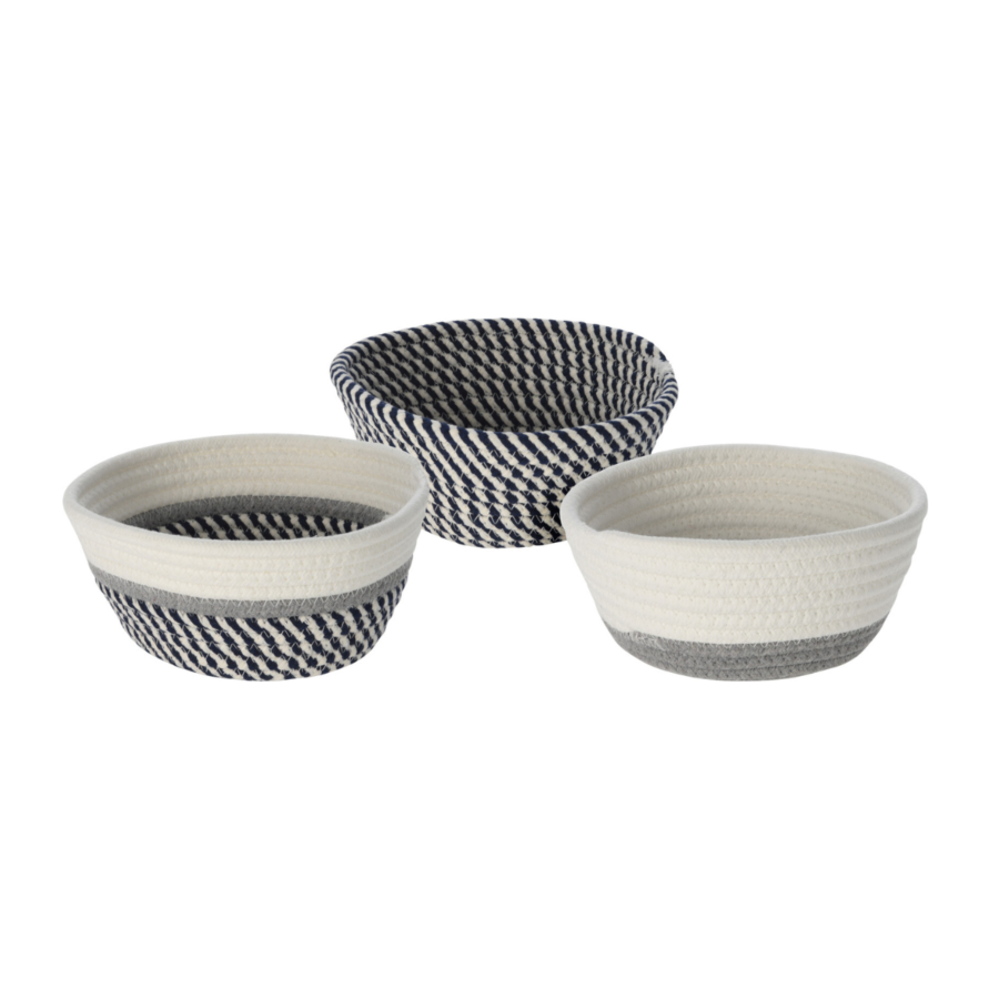 Panier en corde de coton - Gris / Blanc Paniers et corbeilles