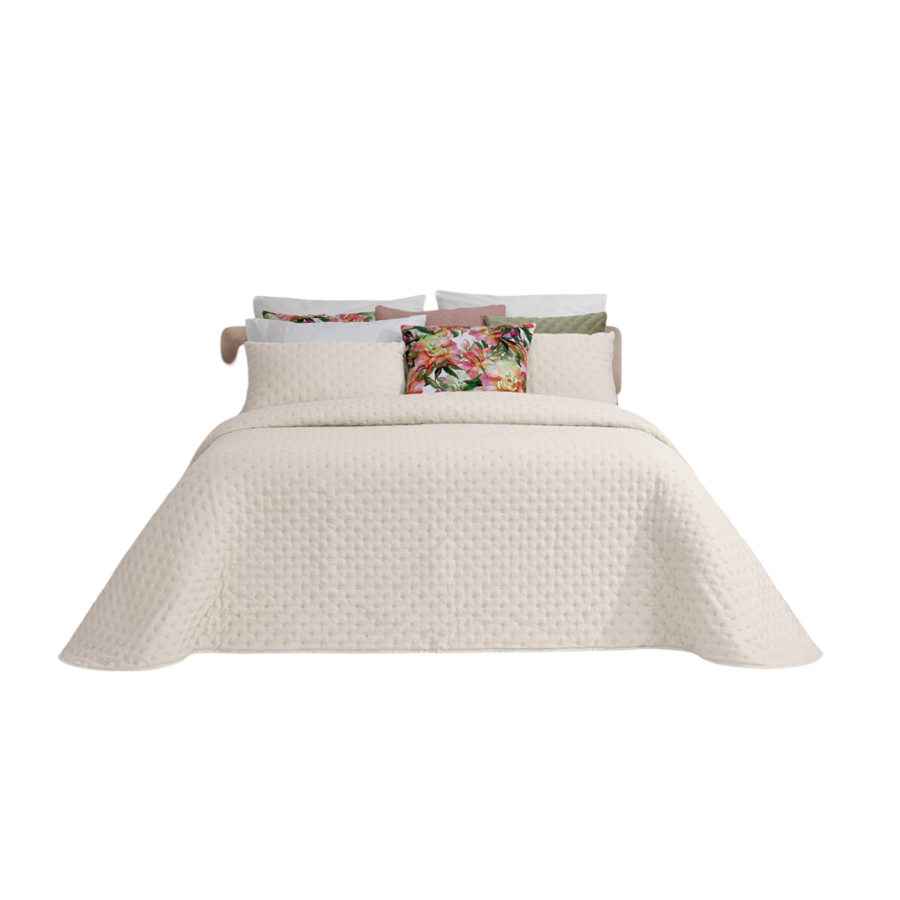 Set Couvre Lit ALANA Avec Taie D'oreiller 240x260 - Beige Parures de lits