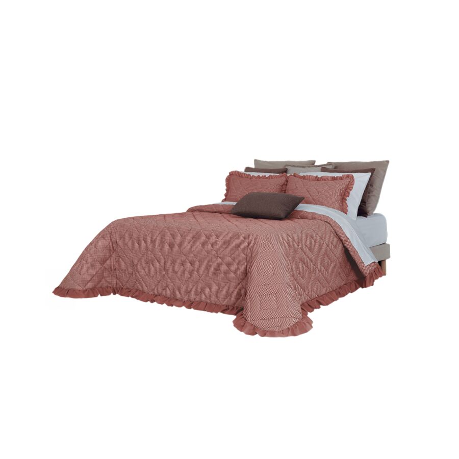 Set Couvre Lit ONOR Avec Taie D'oreiller 240x260 - Rouge Parures de lits