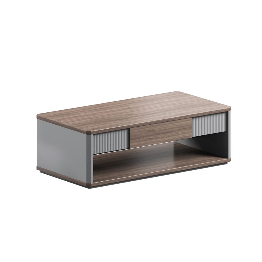 Table De Café LEADER 140x70x45cm - Marron / Gris Table basse d'accueil
