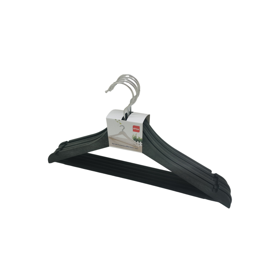 Set de 5 cintres effet bois - Noir Accessoires-rangements