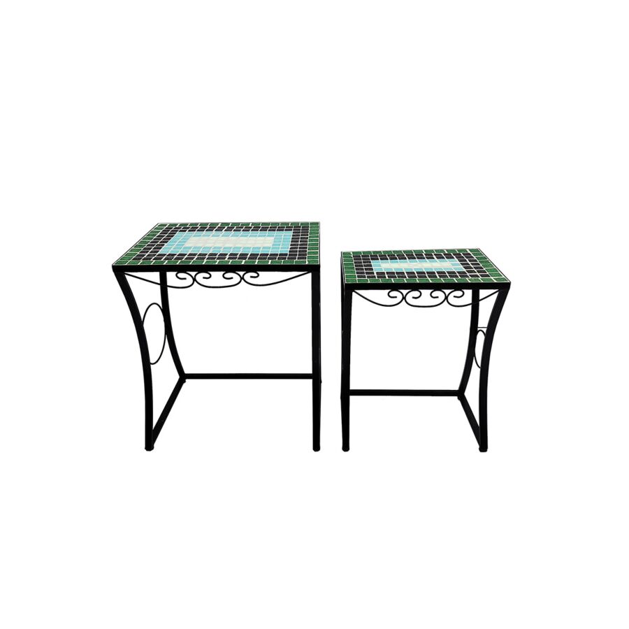 SET DE 2 TABLES GIGONE CLASSIC CHARM – Bleu / Vert Meubles jardin