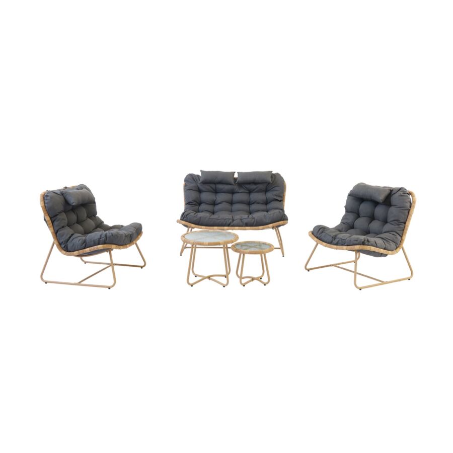 Salon de jardin NEW LA VIDA + 2 Tables Basses - Gris Meubles jardin