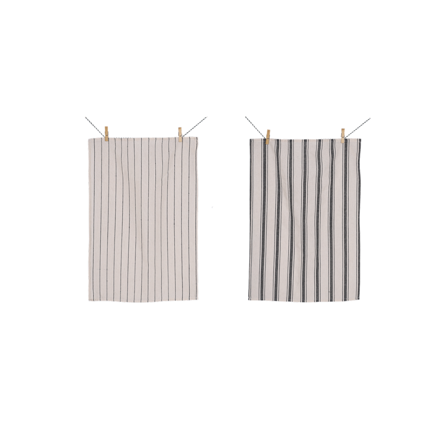 SET De 2 TORCHONS COTON IMPRIMÉ 50x70cm - Gris Nappe et serviettes
