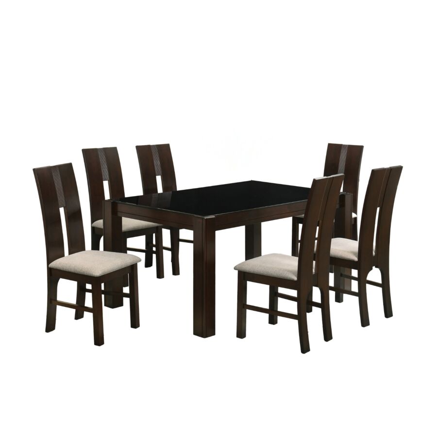 SET BISCOTI TABLE + 6 CHAISES - Marron Sets Table avec chaises