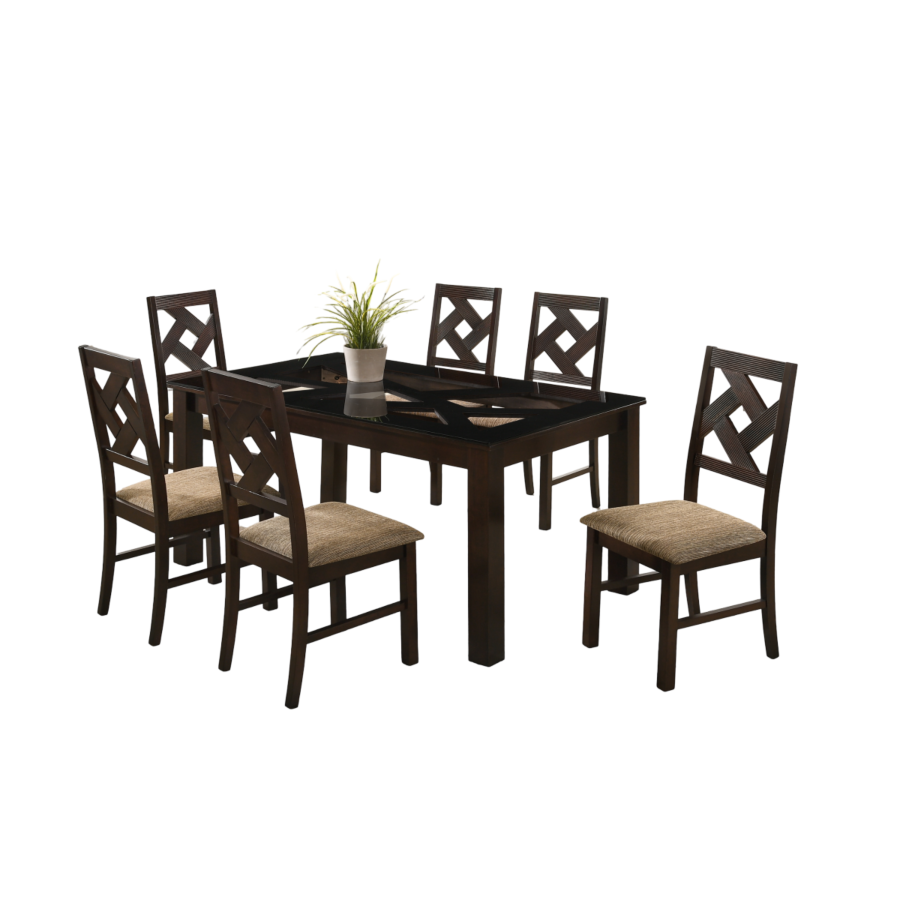 SET SAVEUR TABLE + 6 CHAISES - Marron Sets Table avec chaises