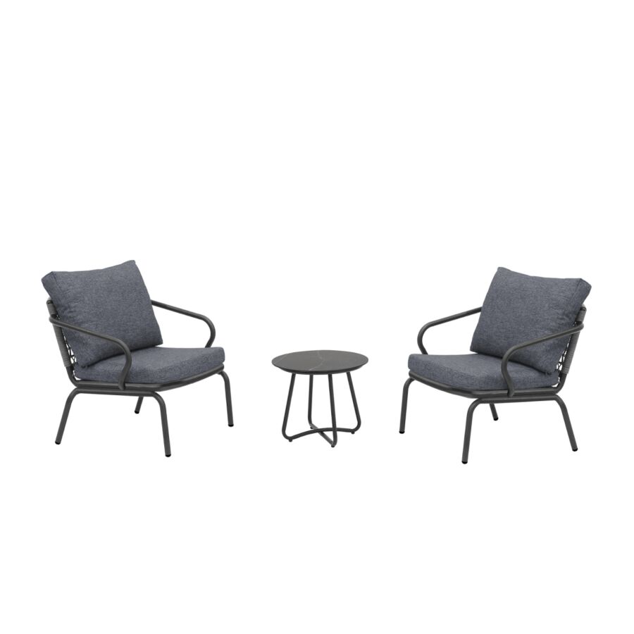SET BALCON ALICIA Avec TABLE BASSE - GRIS Meubles jardin