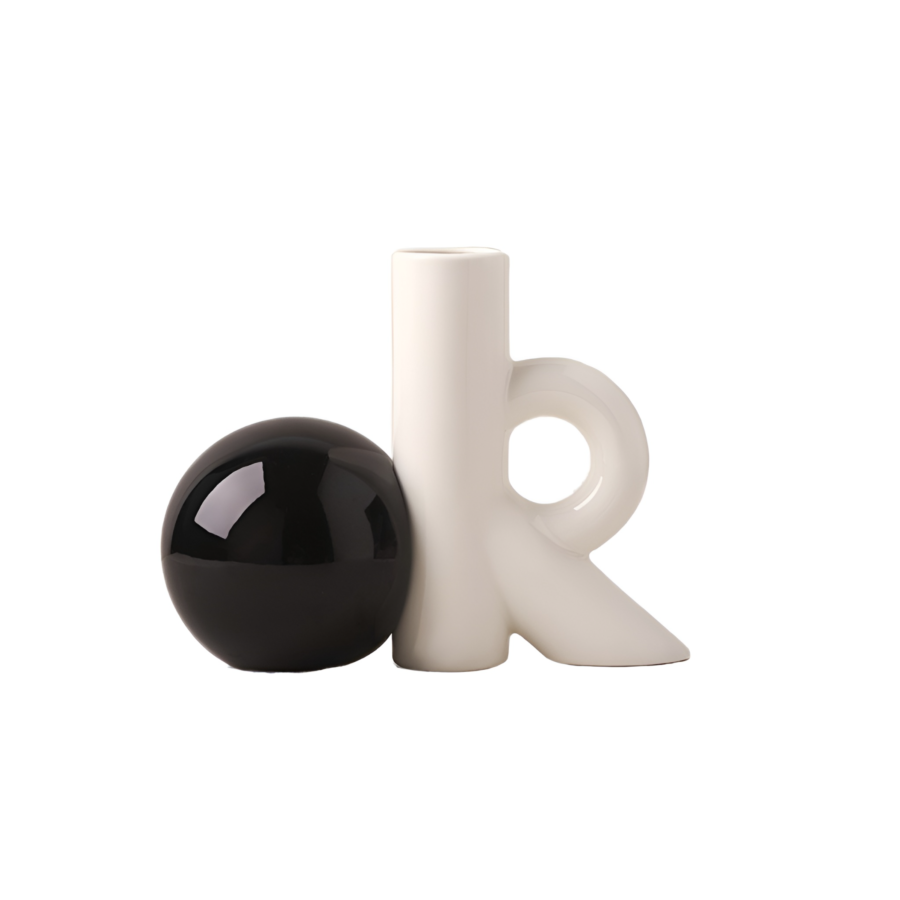 VASE En Céramique - Blanc / Noir Vases
