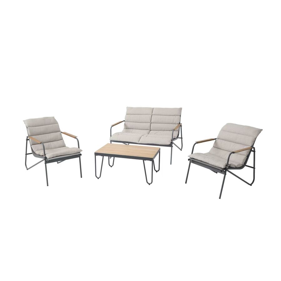 SET JARDIN EASY + TABLE BASSE - Gris Meubles jardin