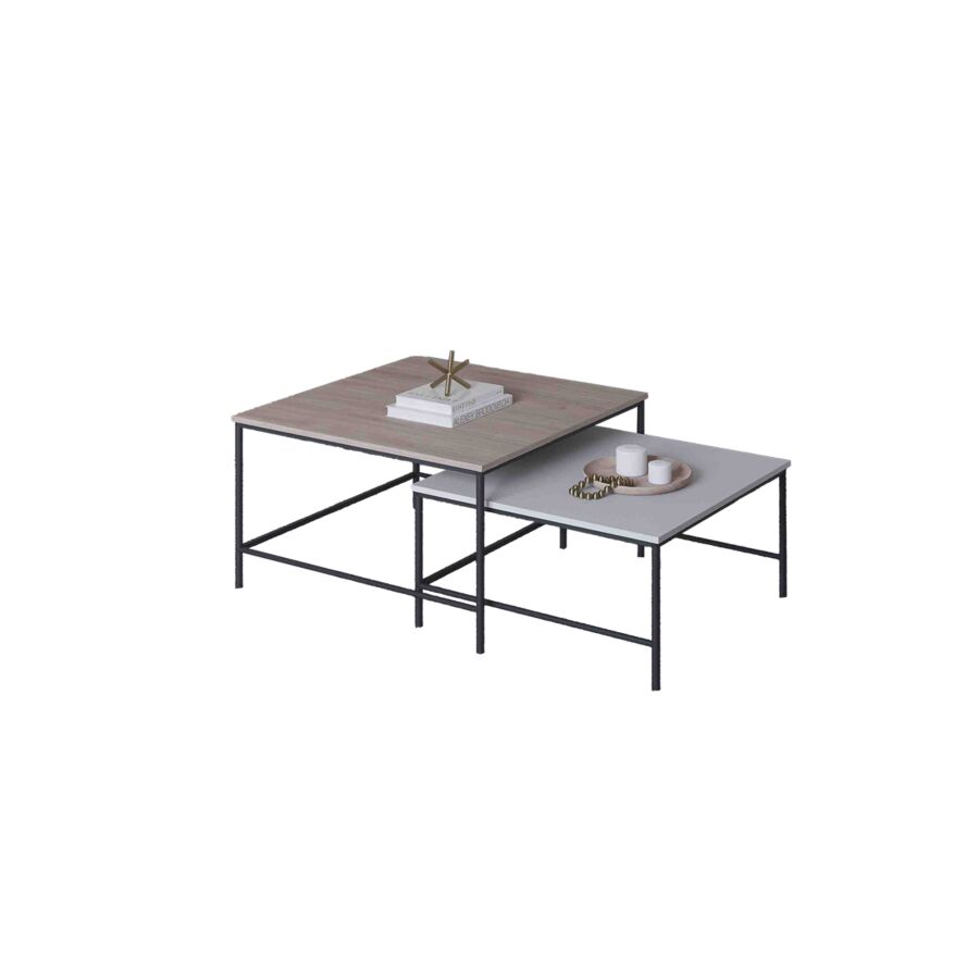 SET 2 TABLES BASSE FIORENZA - Beige / Blanc Table basse