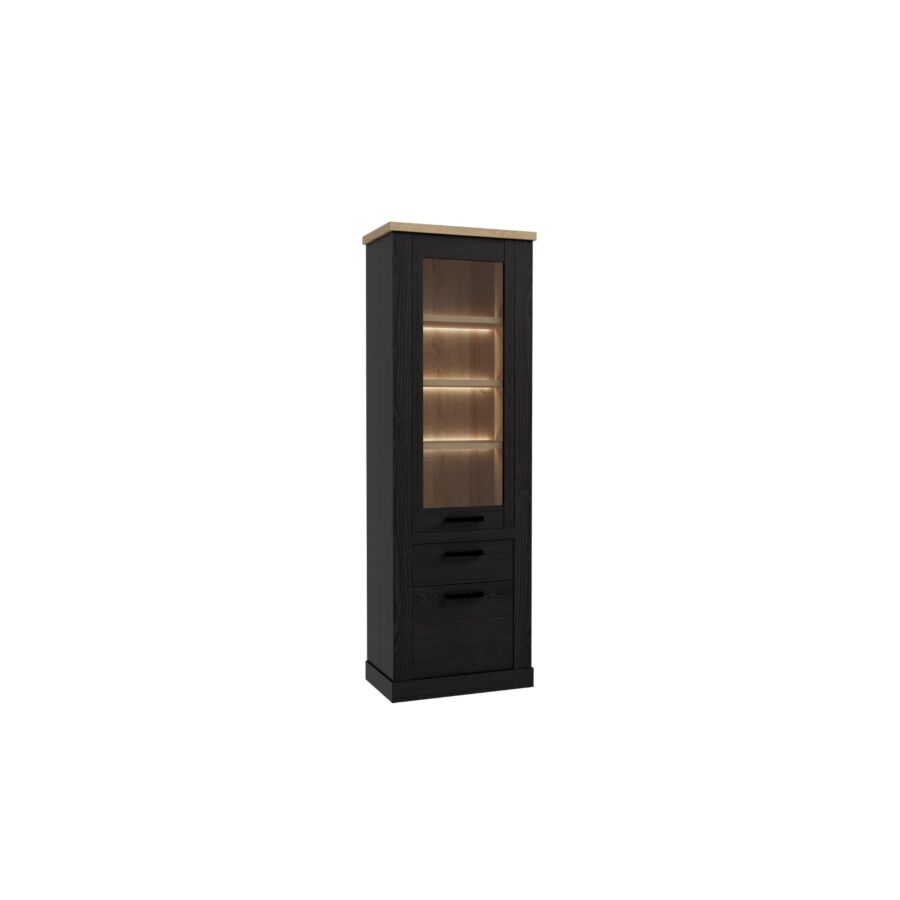 VITRINE BLACK DURO - Chêne / Noir Vitres et bibliothèques