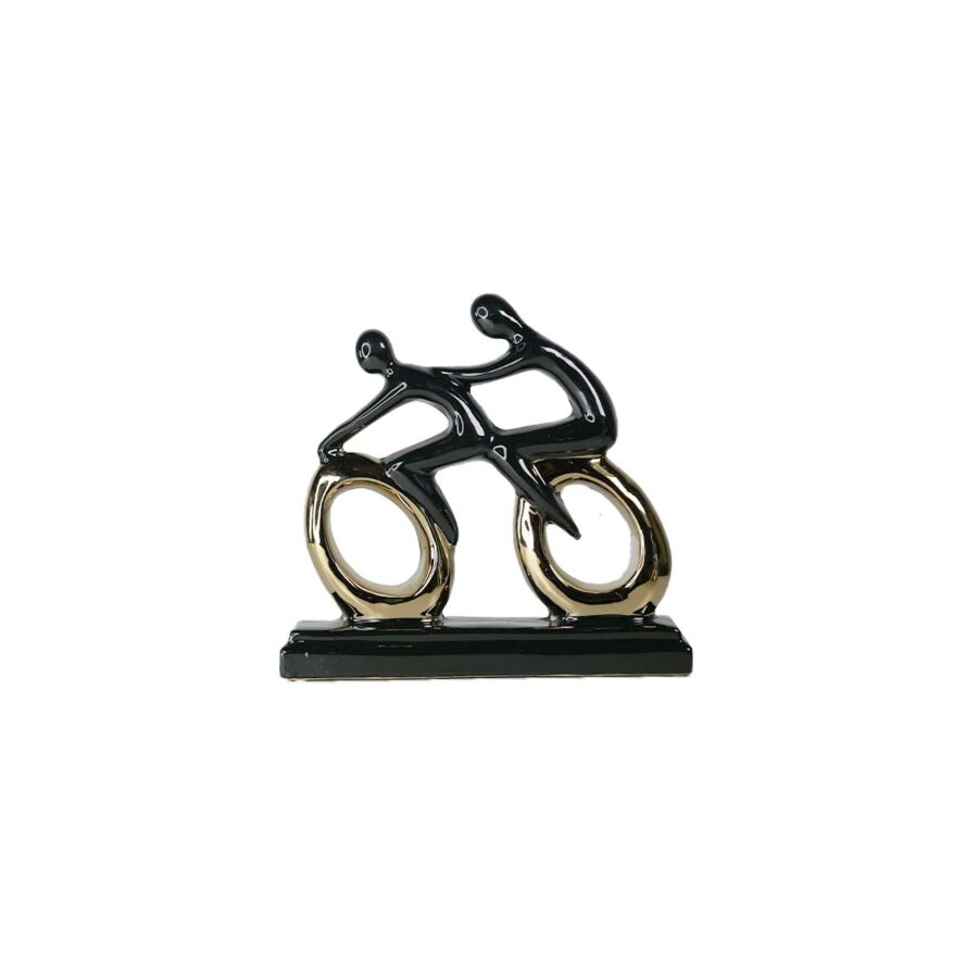 STATUE DECORATIVE DUO- CYCLETTE - NOIR/DORÉ Décorations