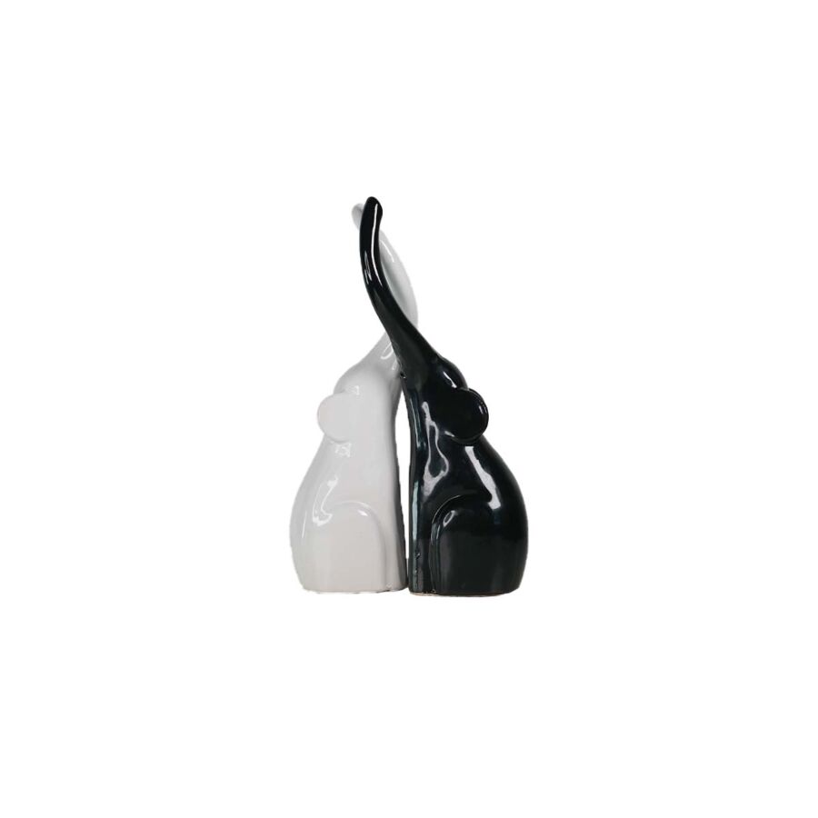 STATUE DECO LIEN SOLIDE ÉLÉPHANT - NOIR/BLANC Décorations