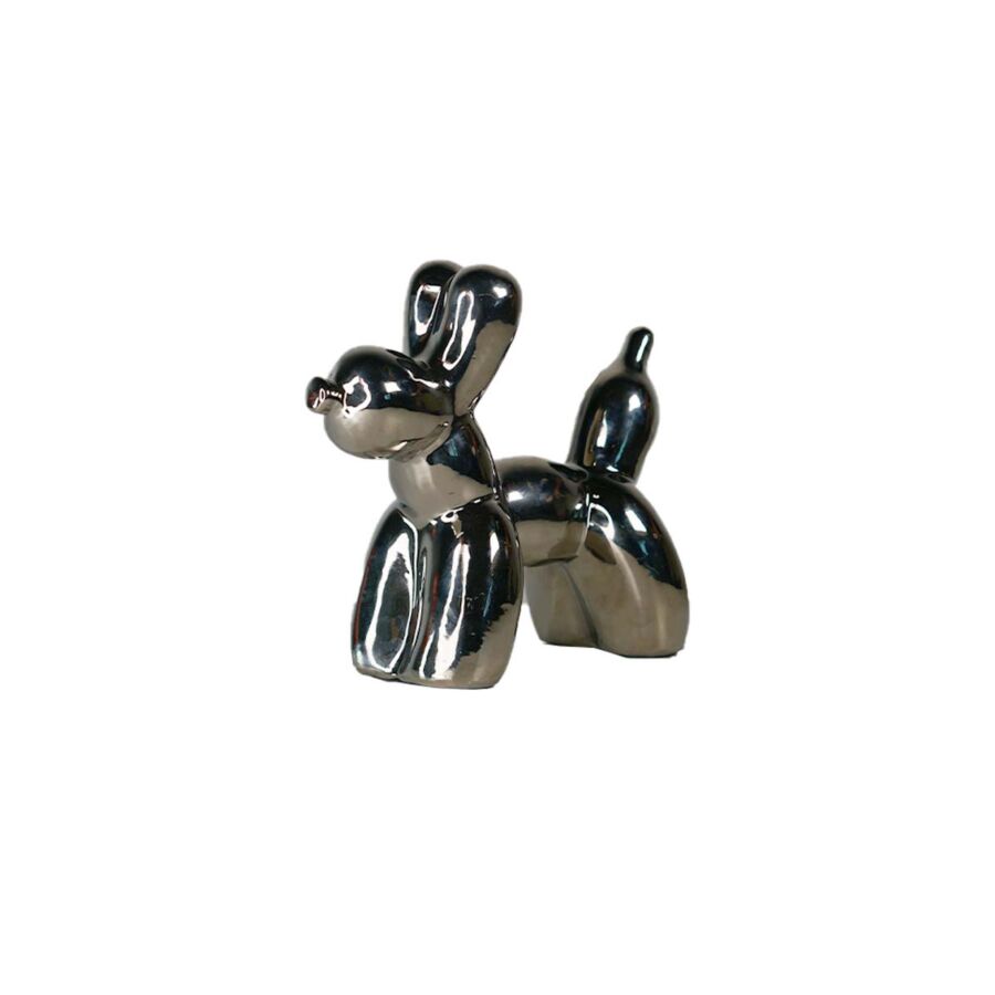 STATUT DECORATIVE CHIEN DE BONHEUR – ARGENTÉ Décorations