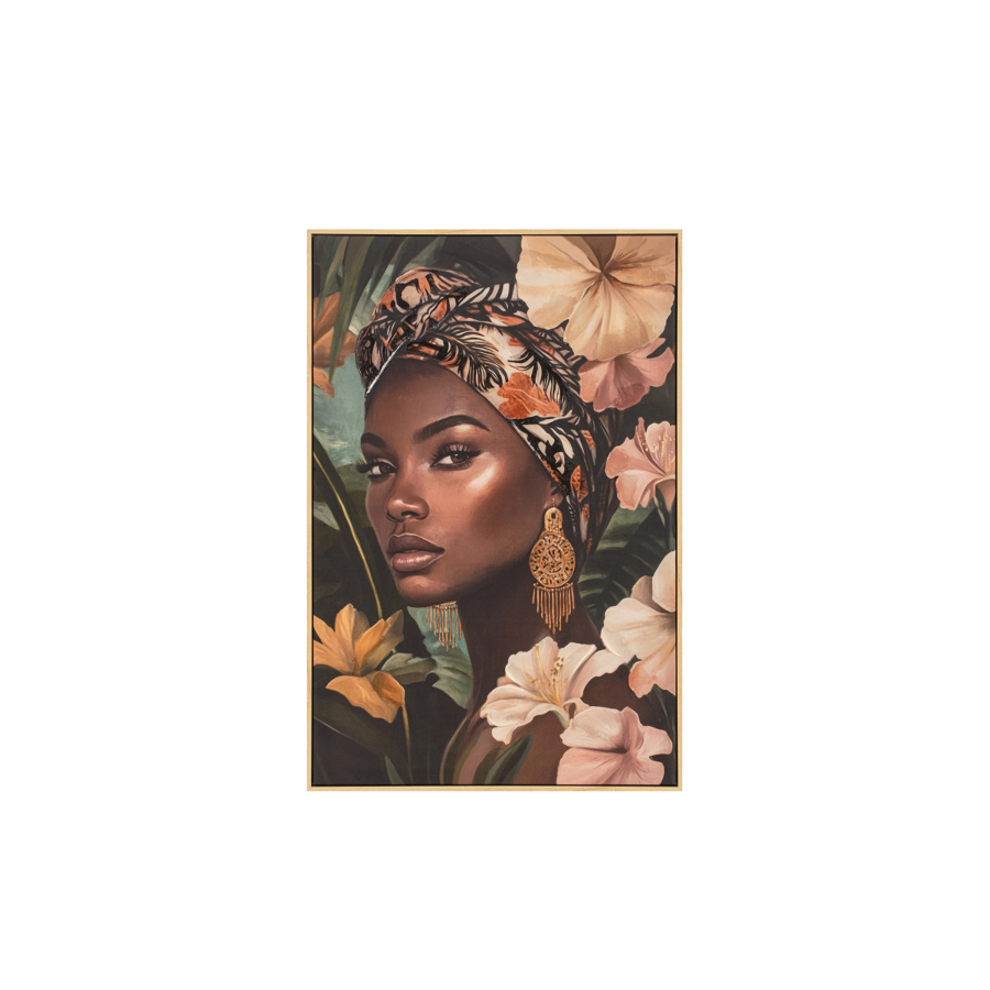 TABLEAU L'AFRICAINE AVEC CADRE 60x90cm - Multicouleur Soldes été