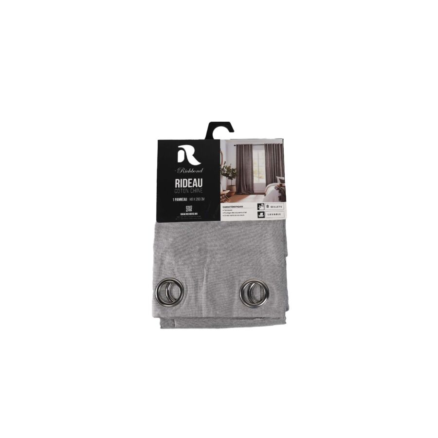 Rideau coton chiné 140x280cm - Gris Textile Ramadan